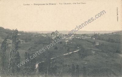 Carte postale ancienne Vue Générale, côté Sud Ouest — Perpezac-le-Blanc (Corrèze)