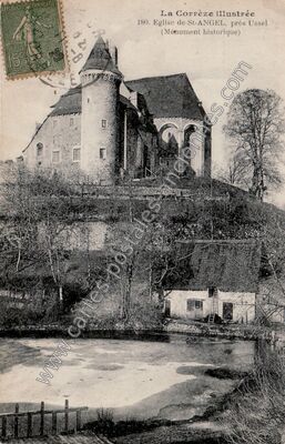 Carte postale ancienne Eglise de St-ANGEL — Saint-Angel (Corrèze)