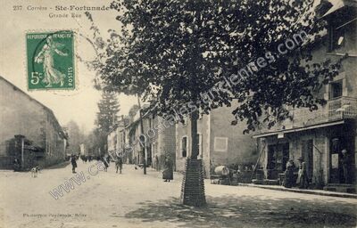 Carte postale ancienne Grande Rue — Sainte-Fortunade (Corrèze)