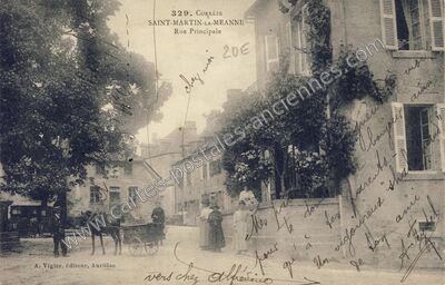Carte postale ancienne Rue Principale — Saint-Martin-la-Méanne (Corrèze)