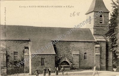 Carte postale ancienne L'Église — Saint-Merd-les-Oussines (Corrèze)