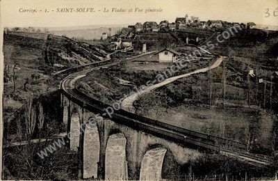 Carte postale ancienne Le Viaduc et Vue générale — Saint-Solve (Corrèze)