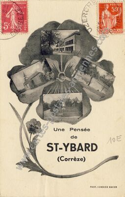 Carte postale ancienne Une Pensée — Saint-Ybard (Corrèze)