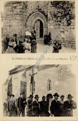 Carte postale ancienne Une Noce et un Baptême — Saint-Yrieix-le-Déjalat (Corrèze)
