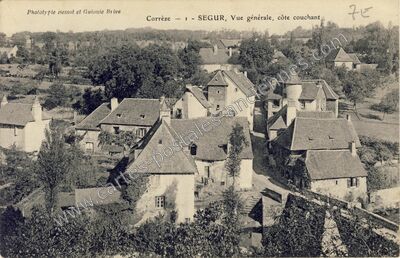 Carte postale ancienne Vue générale, côte couchant — Ségur-le-Château (Corrèze)