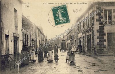 Carte postale ancienne Grand'Rue — Sornac (Corrèze)