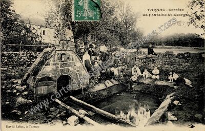 Carte postale ancienne La Fontaine St-Georges — Tarnac (Corrèze)