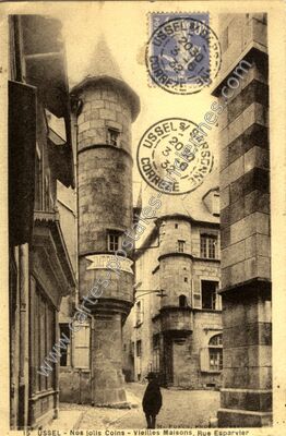 Carte postale ancienne Nos jolis Coins - Vieilles Maisons. Rue Esparvier — Ussel (Corrèze)