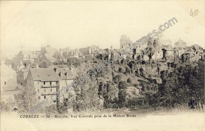 Carte postale ancienne Vue Générale prise de la Maison Beisse — Uzerche (Corrèze)