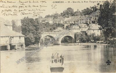 Carte postale ancienne Le Pont Turgot et ses abords — Uzerche (Corrèze)