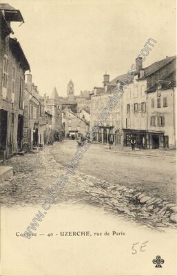 Carte postale ancienne Rue de Paris — Uzerche (Corrèze)