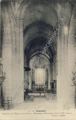Carte postale ancienne Intérieur de l'Eglise Saint-Pierre - Monument Historique — Uzerche (Corrèze)