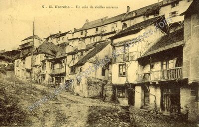 Carte postale ancienne Un coin de vieilles maisons — Uzerche (Corrèze)