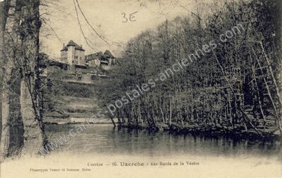 Carte postale ancienne Les Bords de la Vézère — Uzerche (Corrèze)