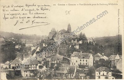 Carte postale ancienne Vue Générale prise du Faubourg Ste-Eulalie — Uzerche (Corrèze)