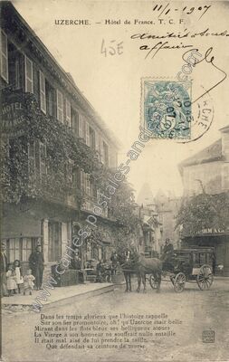 Carte postale ancienne Hôtel de France — Uzerche (Corrèze)