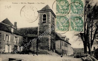 Carte postale ancienne La Place — Vignols (Corrèze)