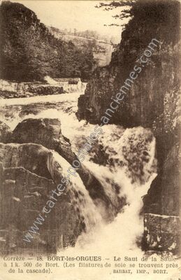 Carte postale ancienne Le Saut de la Saule à 1 k. 500 de Bort — Bort-les-Orgues (Corrèze)