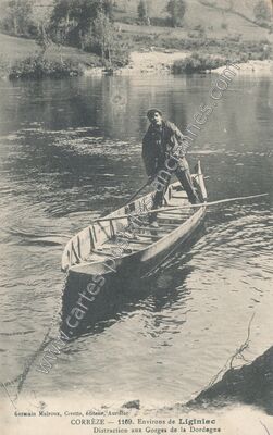 Carte postale ancienne Gorges de la Dordogne — Liginiac (Corrèze)