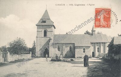 Carte postale ancienne L'Eglise — Liginiac (Corrèze)