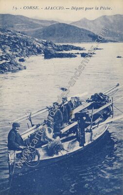 Carte postale ancienne Départ pour la Pêche — Ajaccio (Corse-du-Sud)