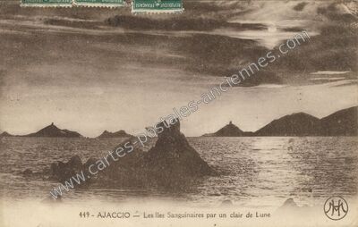 Carte postale ancienne Les Iles Sanguinaires par un clair de Lune — Ajaccio (Corse-du-Sud)