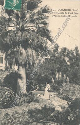 Carte postale ancienne Coin du Jardin du Grand Hôtel d'Ajaccio. Station Hivernale — Ajaccio (Corse-du-Sud)