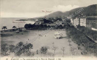 Carte postale ancienne Vue panoramique de la Place du Diamant — Ajaccio (Corse-du-Sud)