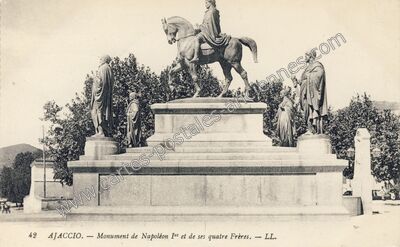 Carte postale ancienne Monument de Napoléon Ier et de ses quatre Frères — Ajaccio (Corse-du-Sud)