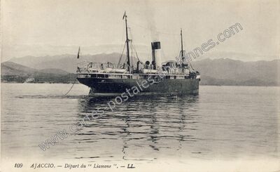 Carte postale ancienne Départ du " Liamone — Ajaccio (Corse-du-Sud)