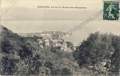 Carte postale ancienne Vue de la Route des Bergeries — Ajaccio (Corse-du-Sud)