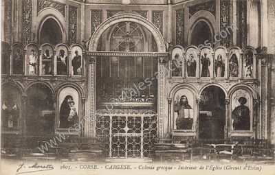 Carte postale ancienne Colonie grecque - Intérieur de l'Église (Circuit d'Evisa) — Cargèse (Corse-du-Sud)