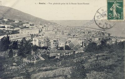 Carte postale ancienne Vue générale prise de la Route Saint-Florent — Bastia (Haute-Corse)