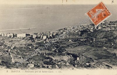 Carte postale ancienne Panorama pris de Sainte-Lucie — Bastia (Haute-Corse)