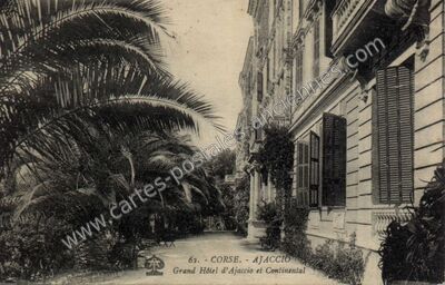 Carte postale ancienne Grand Hôtel d'Ajaccio et Continental — Ajaccio (Corse-du-Sud)