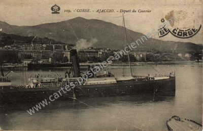 Carte postale ancienne Départ du Courrier — Ajaccio (Corse-du-Sud)