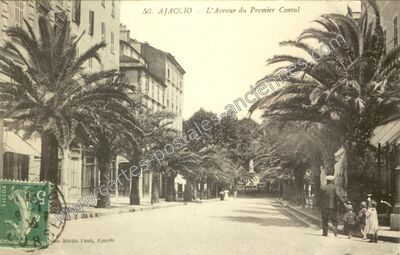 Carte postale ancienne L'Avenue du Premier Consul — Ajaccio (Corse-du-Sud)