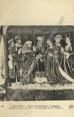 Carte postale ancienne Eglise Notre-Dame, Tapisserie. Histoire de la Vierge, « Le Mariage de la Vierge — Beaune (Côte-d'Or)