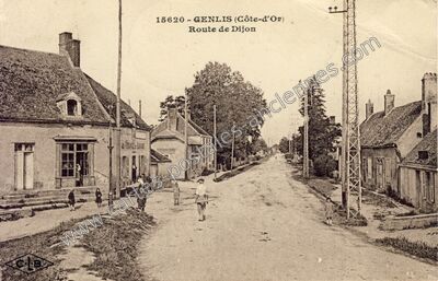 Carte postale ancienne Route de Dijon — Genlis (Côte-d'Or)