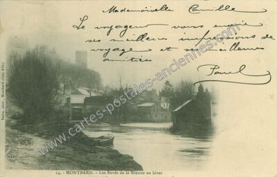 Carte postale ancienne Les Bords de la Brenne en hiver — Montbard (Côte-d'Or)
