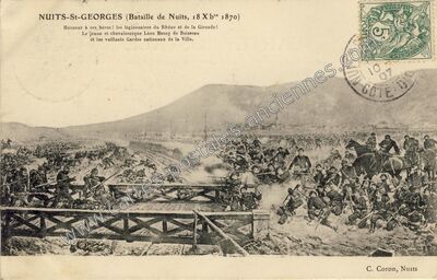 Carte postale ancienne Bataille de Nuits, 18 Xbr° 1870 — Nuits-Saint-Georges (Côte-d'Or)