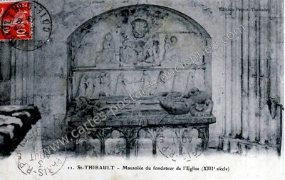 Carte postale ancienne Mausolée du fondateur de l'Eglise (XIII° siècle) — Saint-Thibault (Côte-d'Or)
