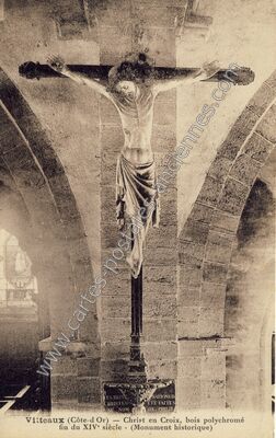 Carte postale ancienne Christ en Croix, bois polychromé fin du XIVe siècle — Vitteaux (Côte-d'Or)