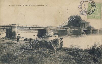 Carte postale ancienne Pont du Chemin de Fer — Agde (Hérault)