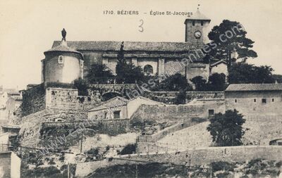 Carte postale ancienne Église St-Jacques — Béziers (Hérault)