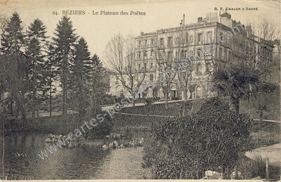 Carte postale ancienne Le Plateau des Poêtes — Béziers (Hérault)