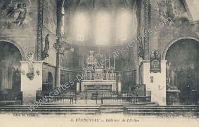 Carte postale ancienne Intérieur de l'Eglise — Florensac (Hérault)