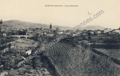 Carte postale ancienne Vue Générale — Gabian (Hérault)