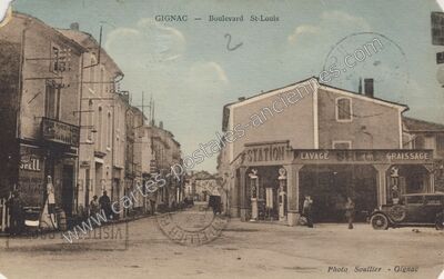 Carte postale ancienne Boulevard St-Louis — Gignac (Hérault)