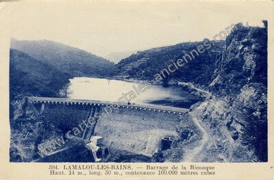 Carte postale ancienne Barrage de la Biconque — Lamalou-les-Bains (Hérault)